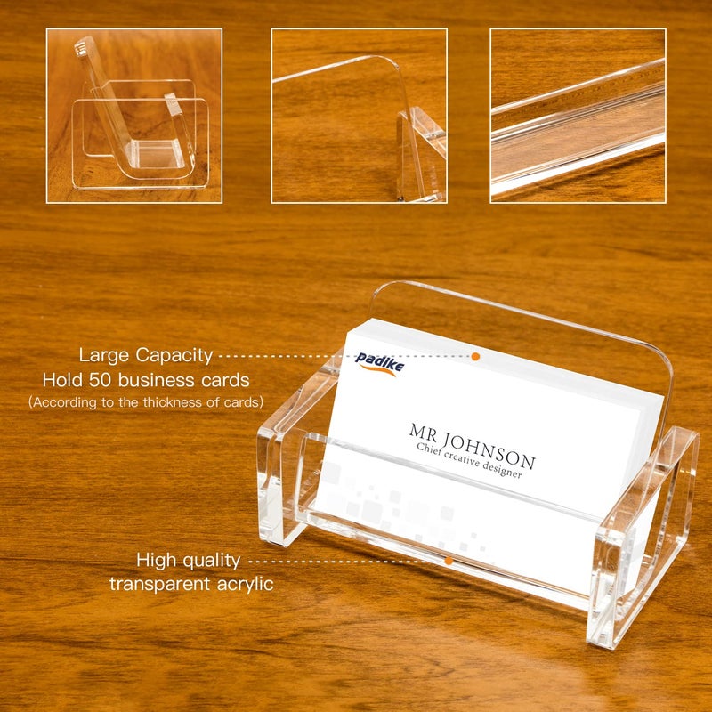 Padike Acrylic Business Card Holder Clear Business Card Stand,Premium Acrylic Clear Business Card Holder Desk Display - Image 3